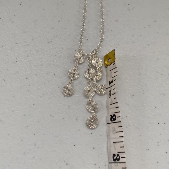 925 Sterling Silver Triple Swirl Dangle Necklace / Choker - Picture 10 of 11